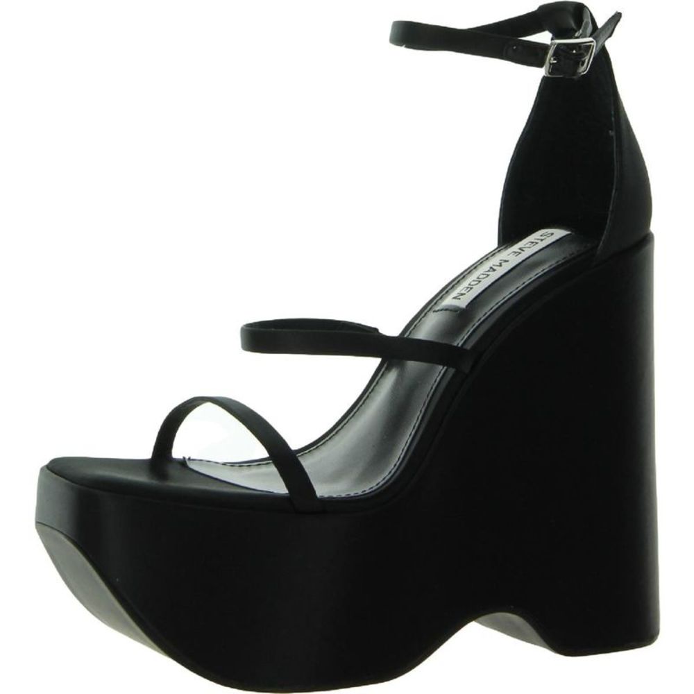 Steve Madden Varia Black Platform Wedge Sandals